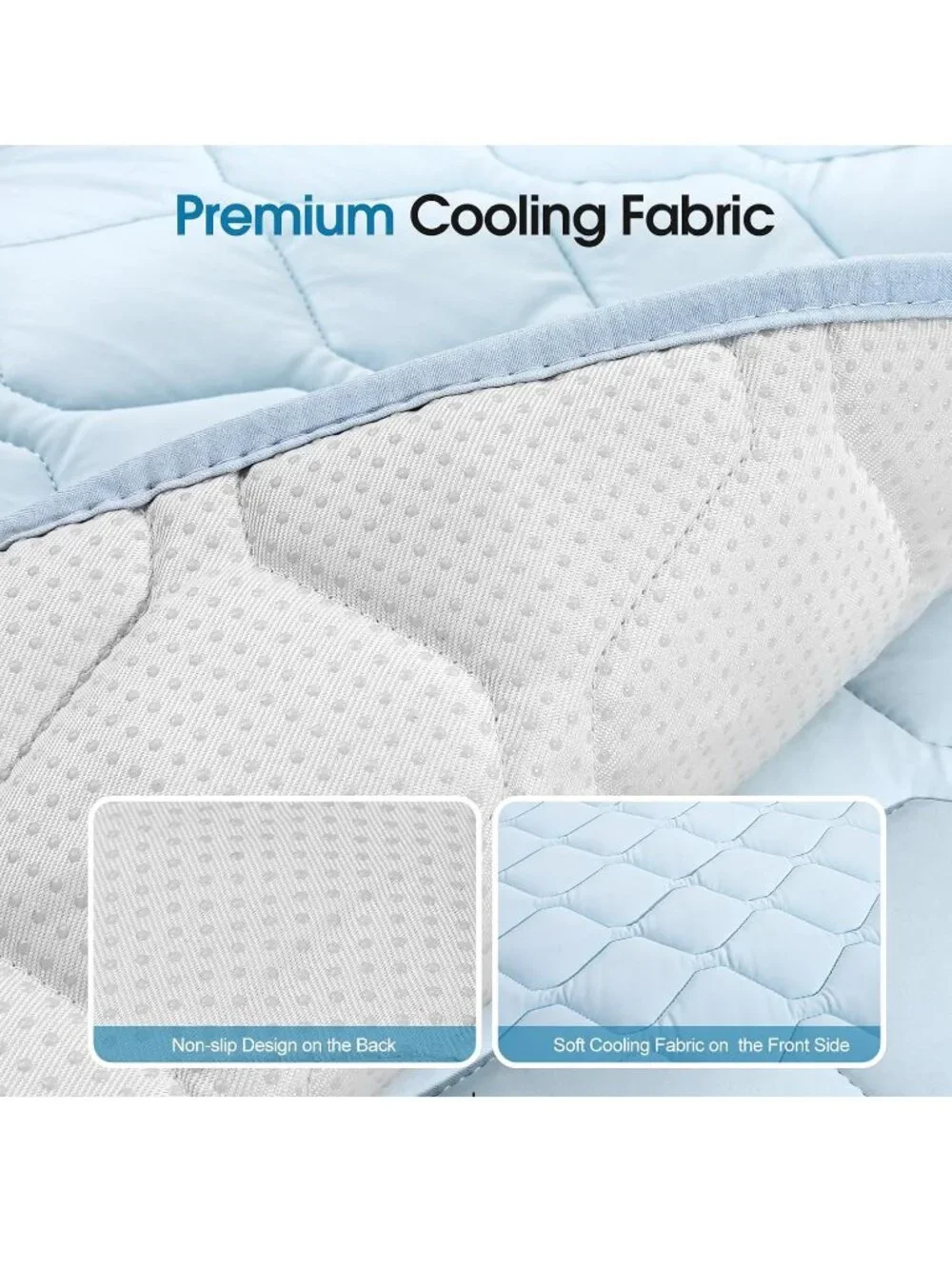 Pet Cooling Mat XL 41x28in Washable Non Slip Dog Crate Pad Light Blue